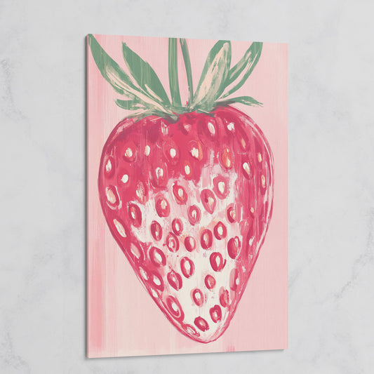 Single Strawberry Canvas Print on gallery wrap