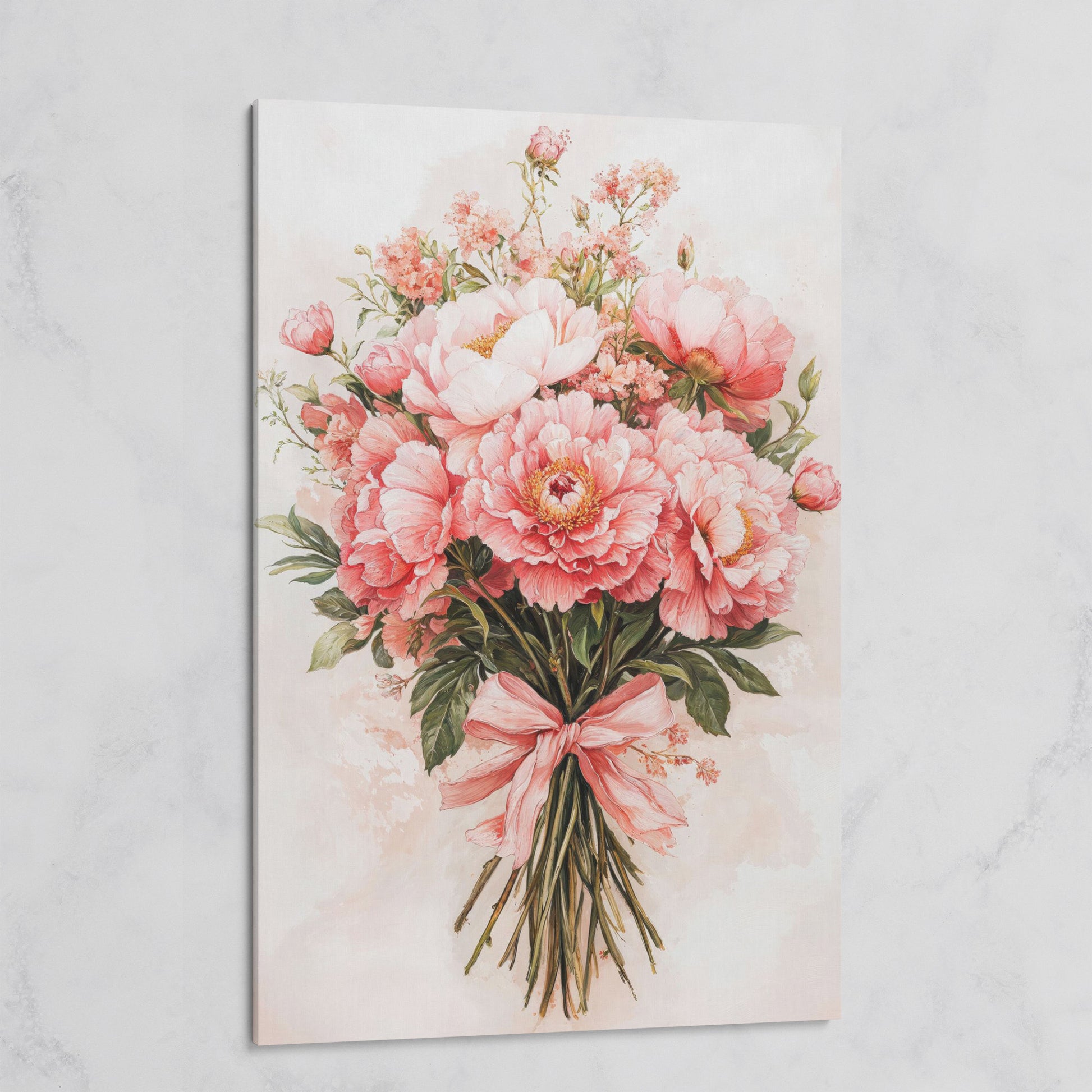 Pastel Pink Floral Bouquet Canvas on gallery wrap