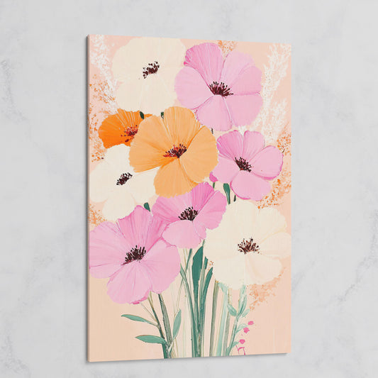 Spring Floral Bouquet Canvas in Blush and Peach on gallery wrap