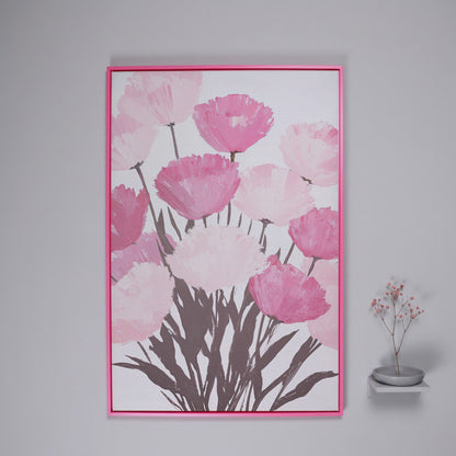 Pink Flower Bouquet Canvas for the Bedroom in pink floating frame