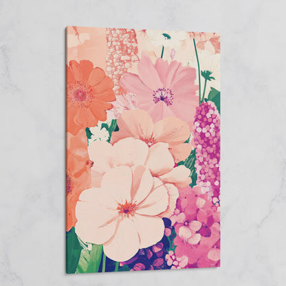 Pastel Floral Burst Pink Canvas Print on gallery wrap