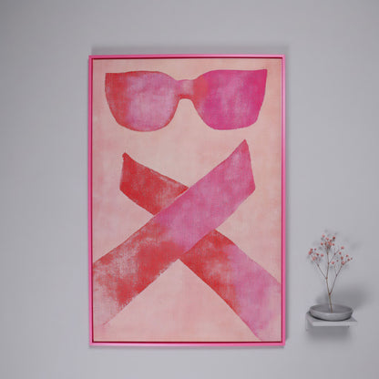 Pink Sunglasses Abstract Canvas in pink floating frame