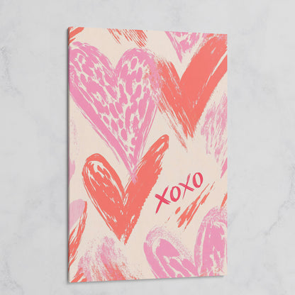 XOXO Pink Heart Canvas Print on gallery wrap