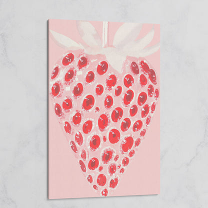 Abstract Strawberry Canvas Print in Blush and Crimson on gallery wrap