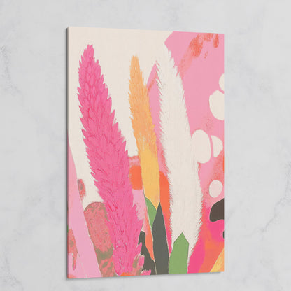 Boho Floral Canvas with Feathered Plumes on gallery wrap