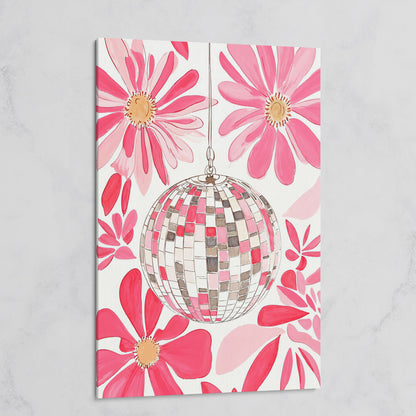 Pink Disco Ball & Botanical Canvas on gallery wrap