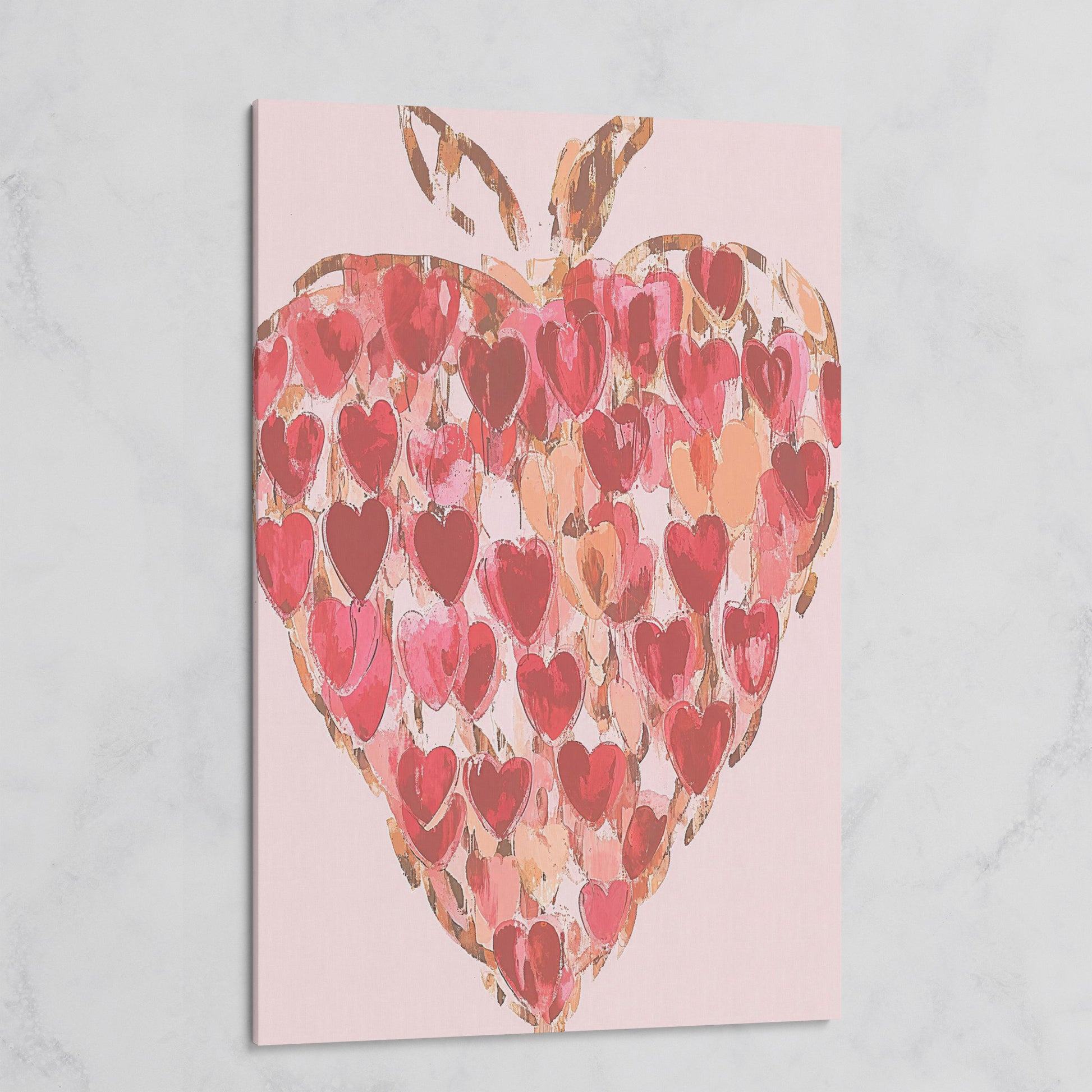 Strawberry Heart Abstract Canvas Print on gallery wrap