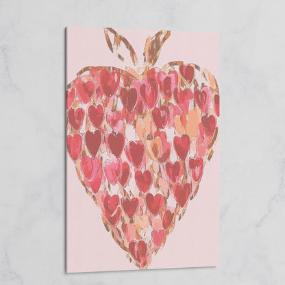 Strawberry Heart Abstract Canvas Print on gallery wrap