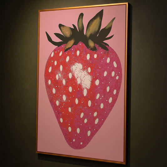 Strawberry Pink Canvas Print shown in antique gold floating frame