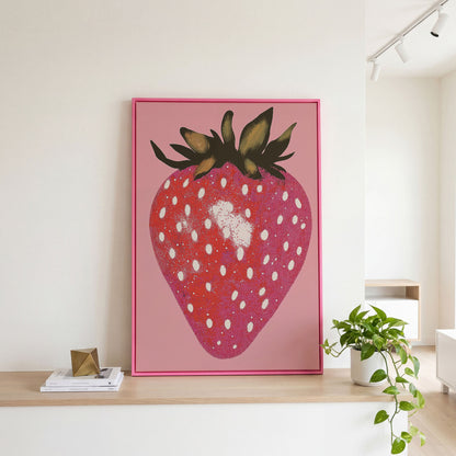 Strawberry Pink Canvas Print in pink floating frame