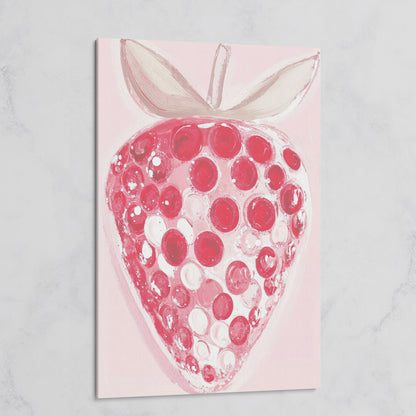 Modern Pink Strawberry Canvas Print on gallery wrap