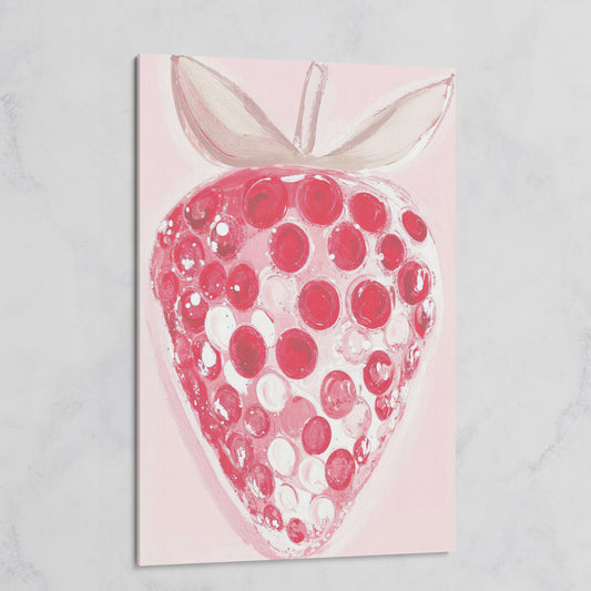 Modern Pink Strawberry Canvas Print on gallery wrap