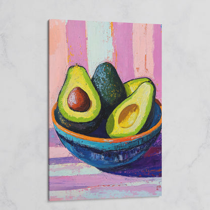 Colorful Avocado Still Life Canvas on gallery wrap