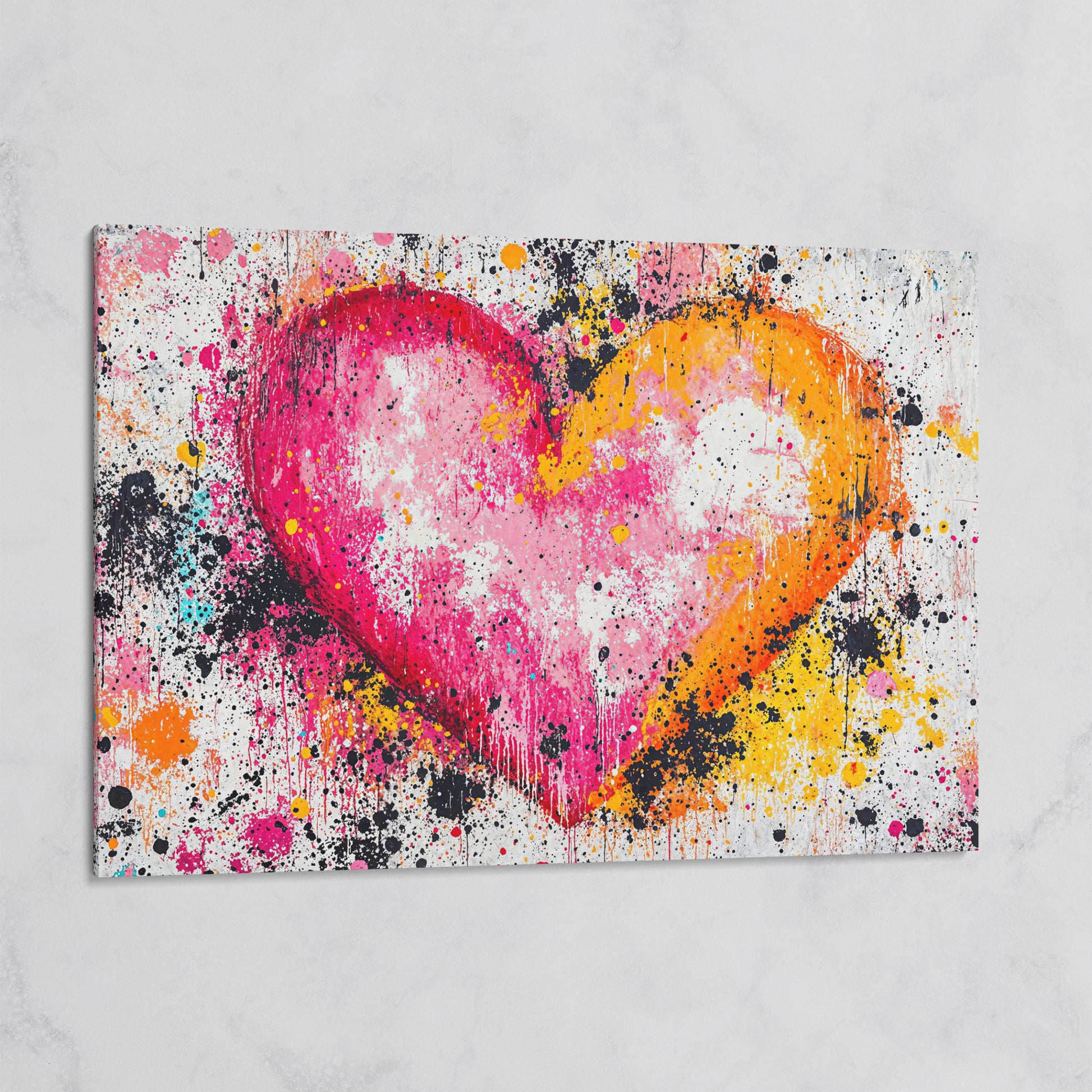 Vibrant Heart Splatter Canvas on gallery wrap