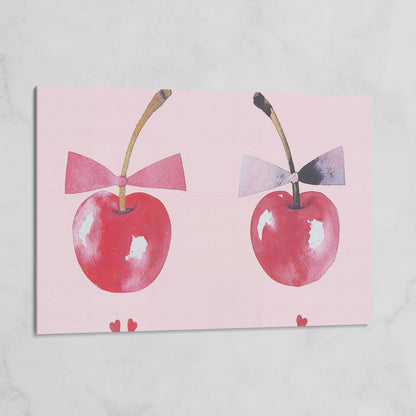 Cherries with Bows Canvas Wall Art on gallery wrap