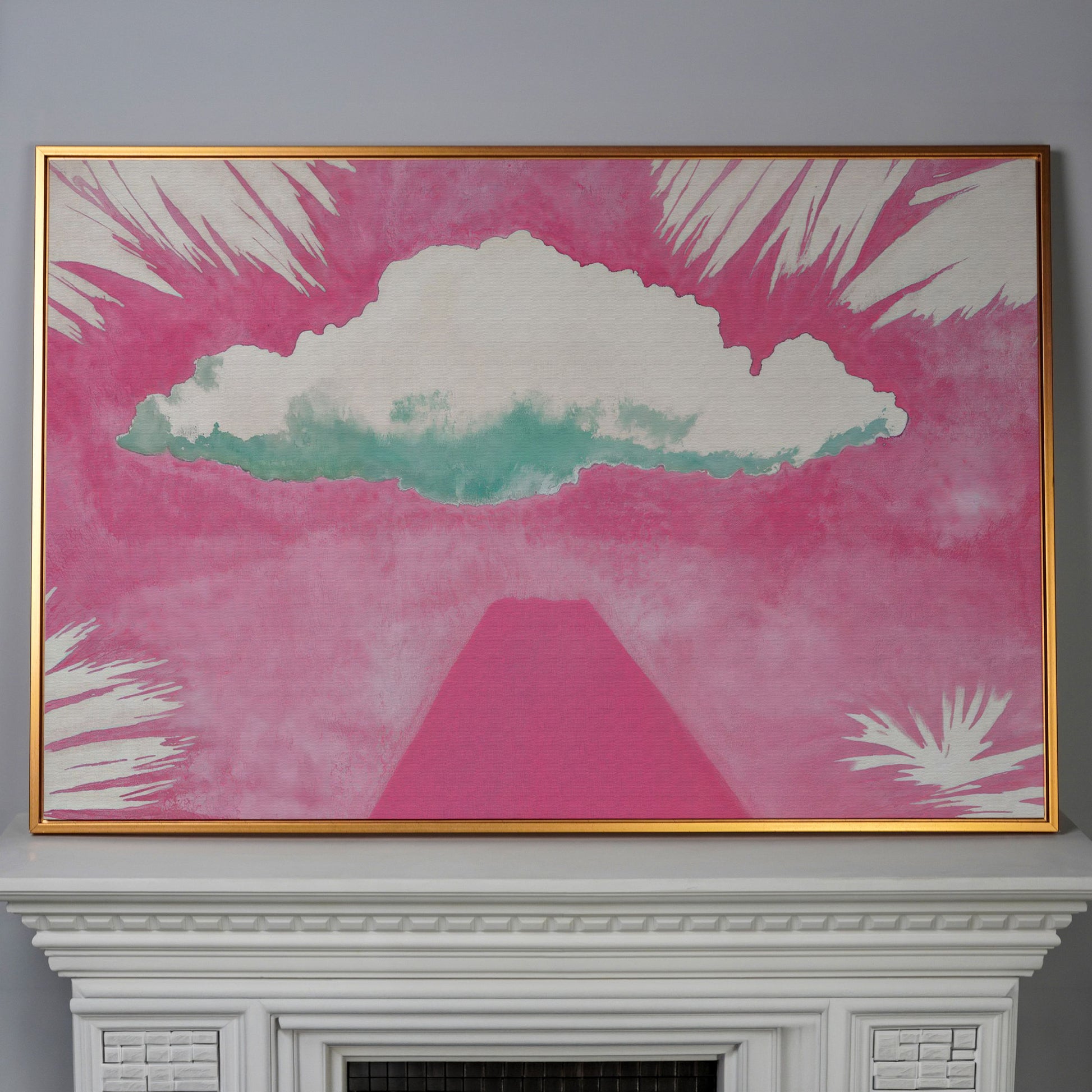 Dreamy Skies Minimalist Canvas Print in antique gold floating frame