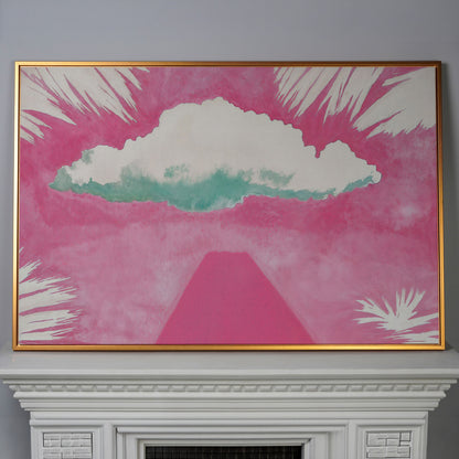 Dreamy Skies Minimalist Canvas Print in antique gold floating frame