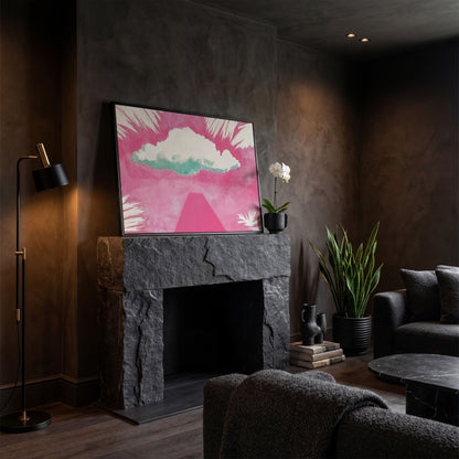 Dreamy Skies Minimalist Canvas Print in black floating frame
