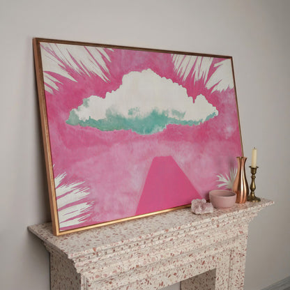 Dreamy Skies Minimalist Canvas Print in rose gold floating frame