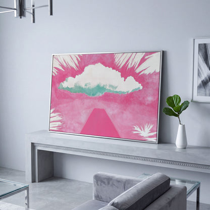 Dreamy Skies Minimalist Canvas Print in silver floating frame