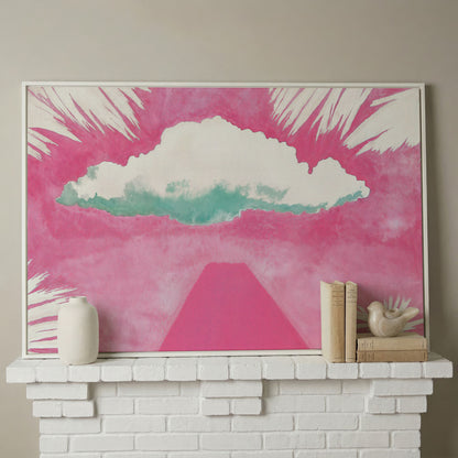 Dreamy Skies Minimalist Canvas Print in white floating frame