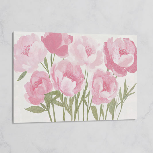 Pink Peonies Boho Canvas Art on gallery wrap