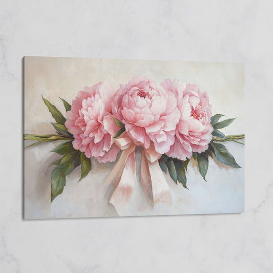 Elegant Peony Bouquet Canvas on gallery wrap