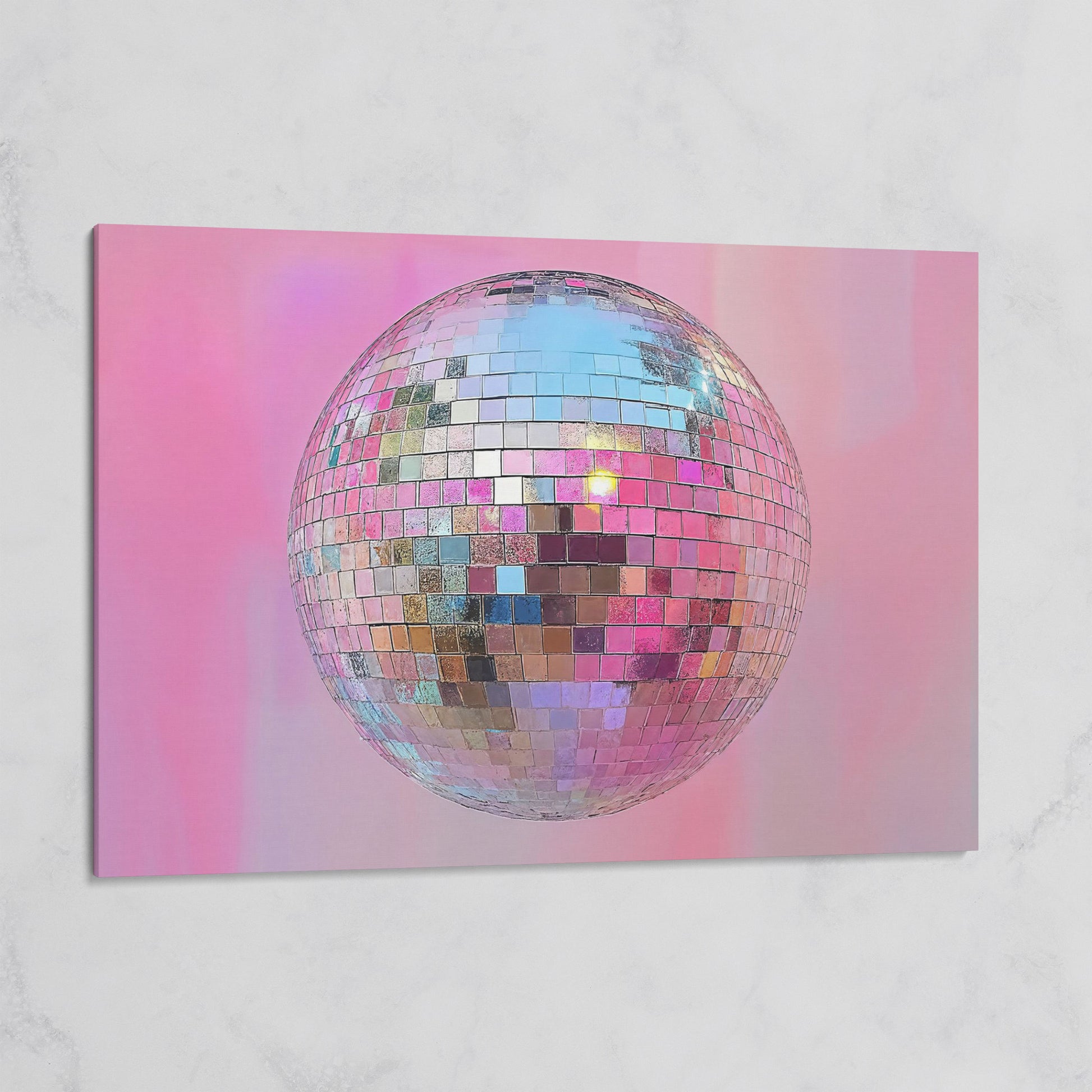 Pink Disco Ball Abstract Canvas on gallery wrap