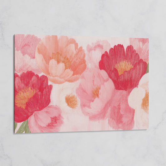 Vintage Pink Peonies Canvas Print, Floral Botanical Art on gallery wrap