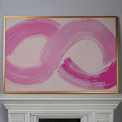 Pink Infinity Loop Canvas Print in antique gold floating frame