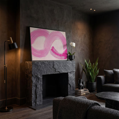 Pink Infinity Loop Canvas Print in black floating frame