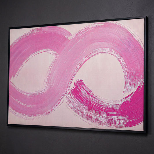 Pink Infinity Loop Canvas Print shown in black floating frame