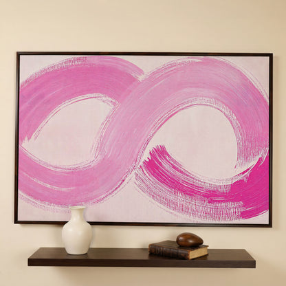 Pink Infinity Loop Canvas Print in dark walnut floating frame