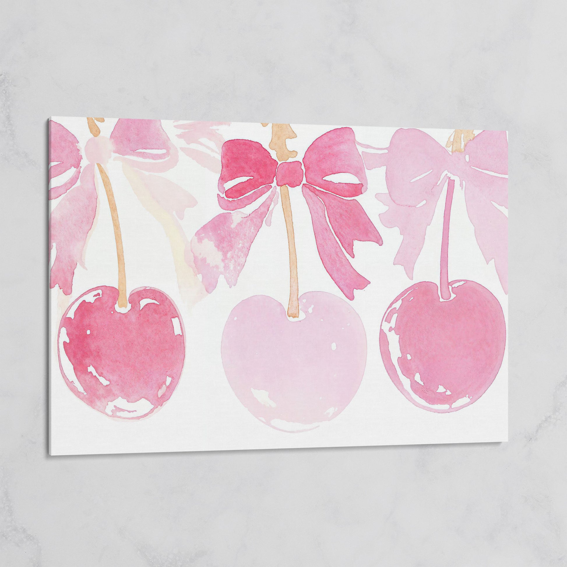 Romantic Cherry Watercolor Canvas Print on gallery wrap