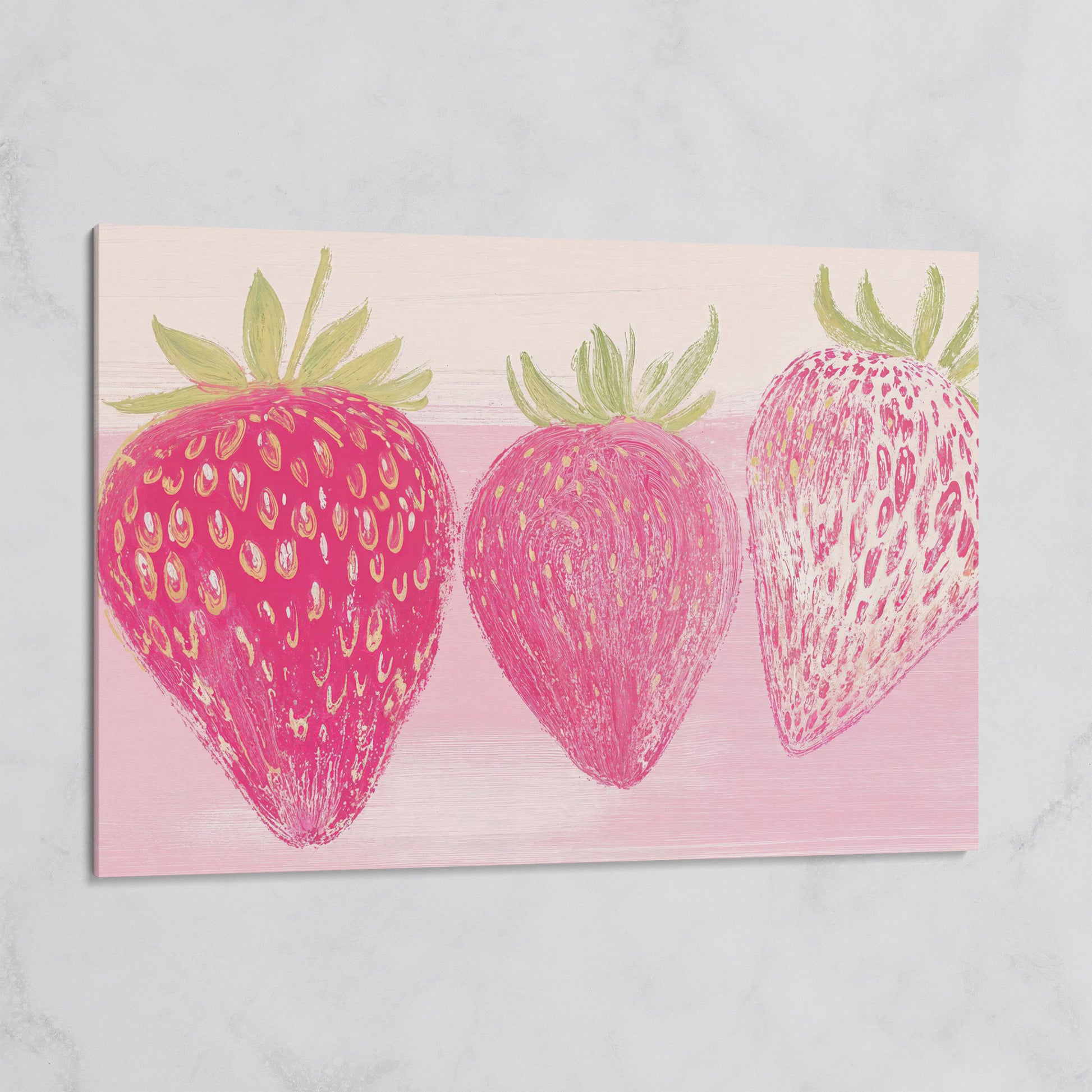Whimsical Strawberry Canvas Print for Modern Kitchen on gallery wrap