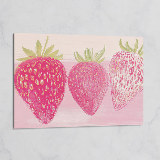 Whimsical Strawberry Canvas Print for Modern Kitchen on gallery wrap