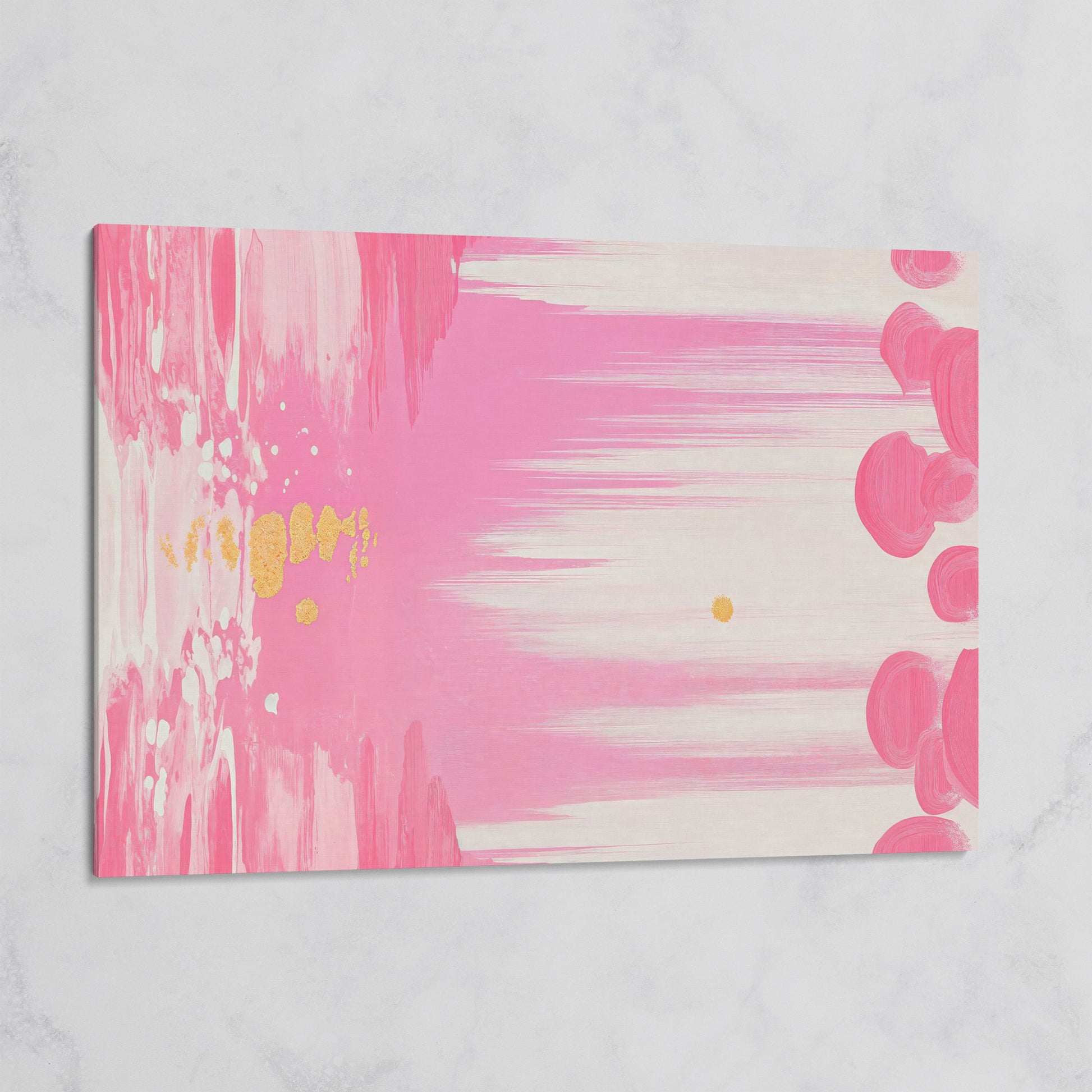 Abstract Pink and Gold Brush Strokes Canvas on gallery wrap