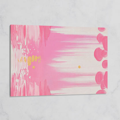 Abstract Pink and Gold Brush Strokes Canvas on gallery wrap