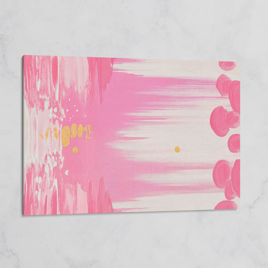 Abstract Pink and Gold Brush Strokes Canvas on gallery wrap
