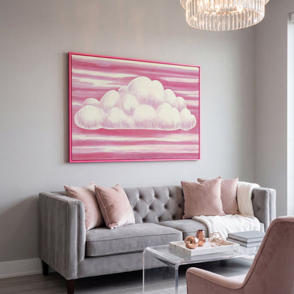 Pink Cloud Canvas Art for Kids' Rooms in pink floating frame