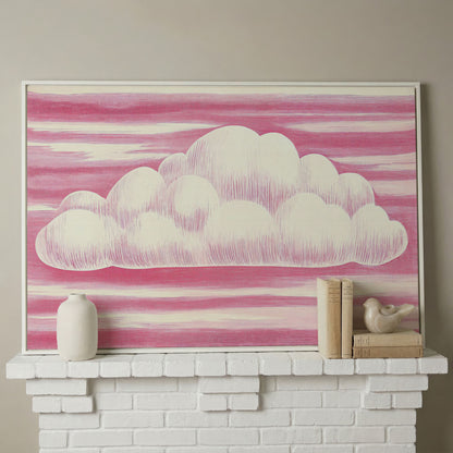 Pink Cloud Canvas Art for Kids' Rooms in white floating frame