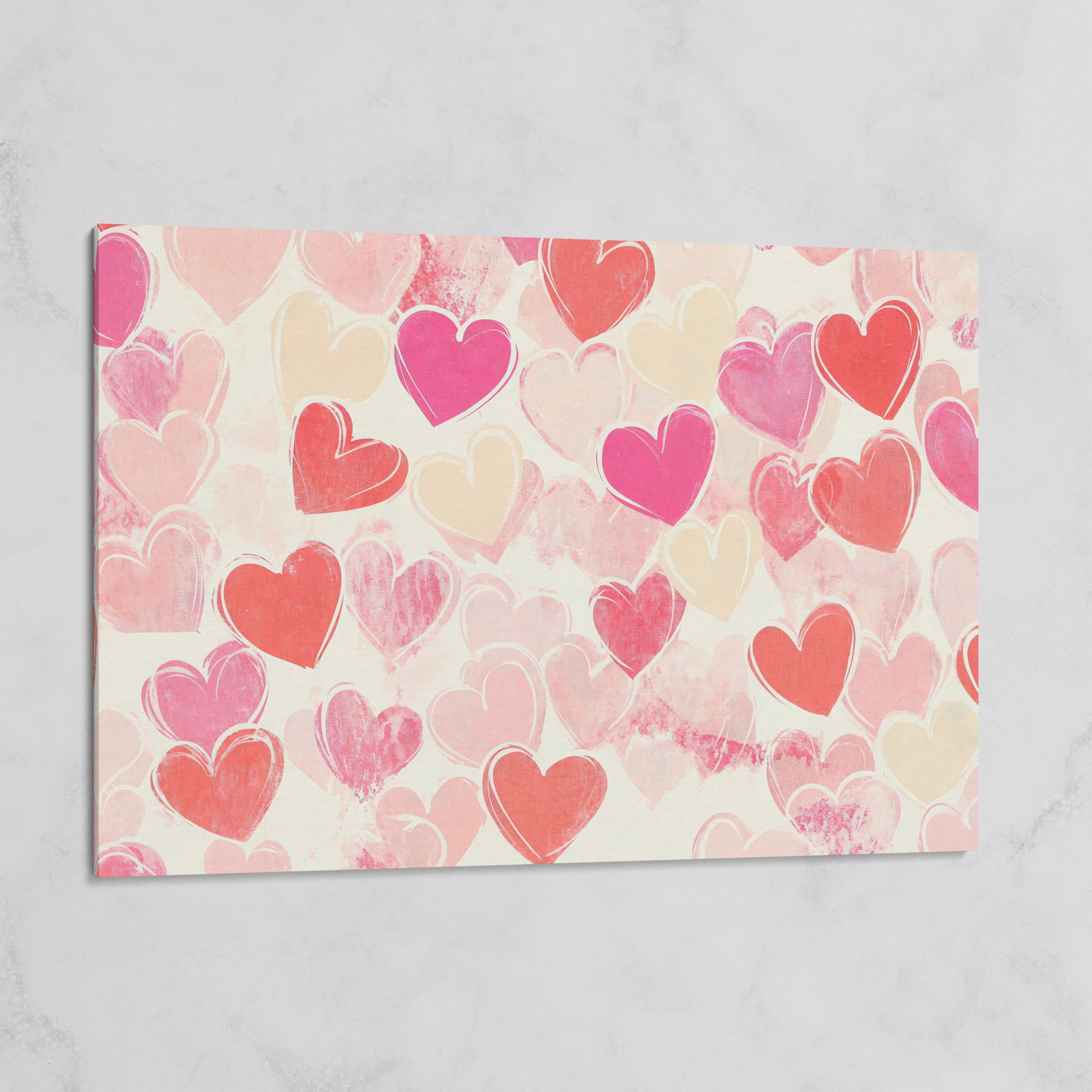 Pink Hearts Canvas for Valentine's Day & Romantic Bedrooms on gallery wrap