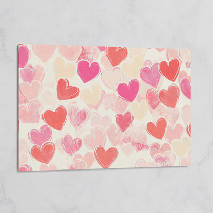 Pink Hearts Canvas for Valentine's Day & Romantic Bedrooms on gallery wrap