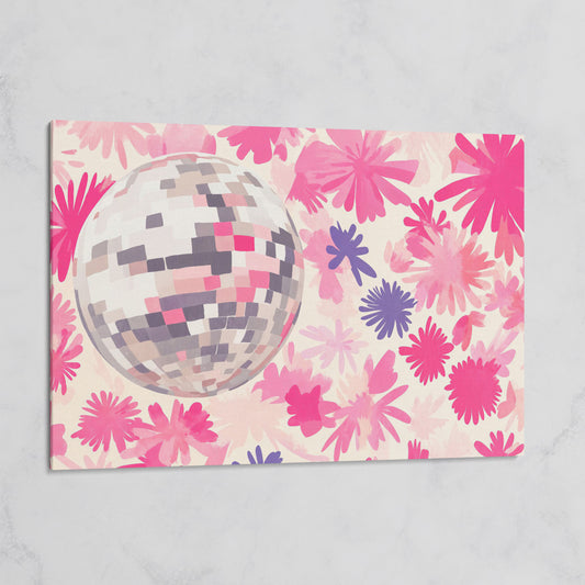Pink Floral Disco Abstract Canvas on gallery wrap