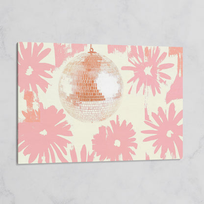Floral Disco Pink Retro Canvas on gallery wrap