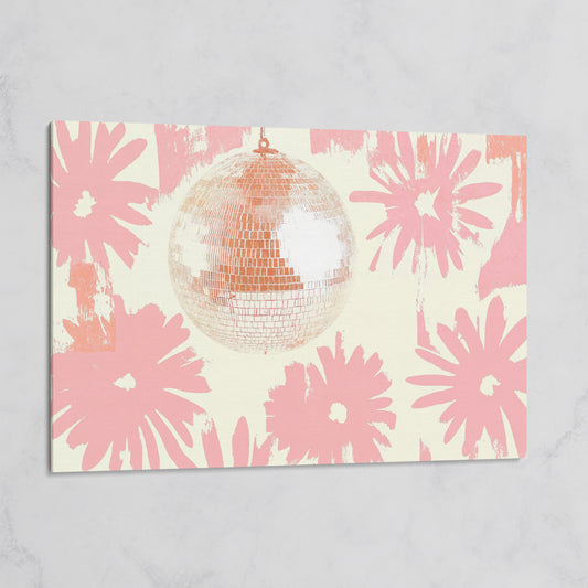 Floral Disco Pink Retro Canvas on gallery wrap