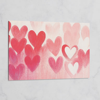 Pink & Red Hearts Canvas Print on gallery wrap