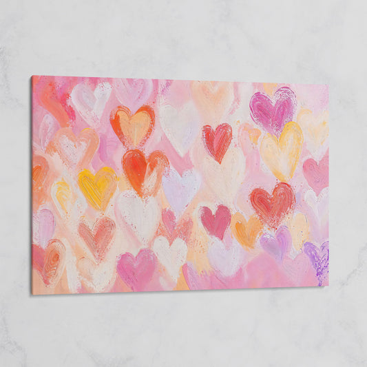 Colorful Hearts Canvas Print for Valentine Decor on gallery wrap