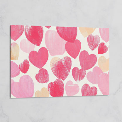 Pink Hearts Canvas Print, Romantic Wall Art on gallery wrap
