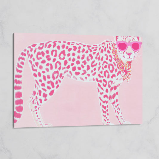 Pink Leopard in Sunglasses Canvas Print on gallery wrap